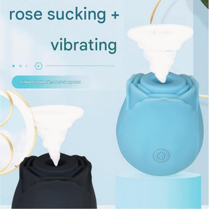 Blue Rose Sucking Vibrator - Silicone & ABS, 10 Frequency Pulse Suction, Waterproof Rechargeable Clitoral Massager for Women