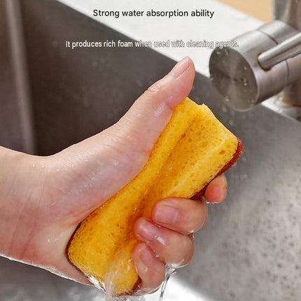 1 Piece Yellow  perforated Wood Pulp Cellulose Dish Sponge  - Double-Sided Kitchen Cleaning Pad, Oil-Resistant, Highly Absorbent, Durable Wood Fibre Scourer for Pots and Pans