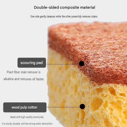 12 Pack Yellow  perforated Wood Pulp Cellulose Dish Sponge  - Double-Sided Kitchen Cleaning Pad, Oil-Resistant, Highly Absorbent, Durable Wood Fibre Scourer for Pots and Pans