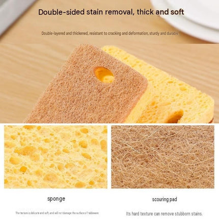 12 Pack Yellow  perforated Wood Pulp Cellulose Dish Sponge  - Double-Sided Kitchen Cleaning Pad, Oil-Resistant, Highly Absorbent, Durable Wood Fibre Scourer for Pots and Pans