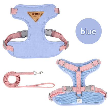 Blue XS Size Adjustable Cat Harness and Leash Set - Escape Proof H-Shape Design, Breathable Polyester, Soft Padding, Outdoor Walking Safety