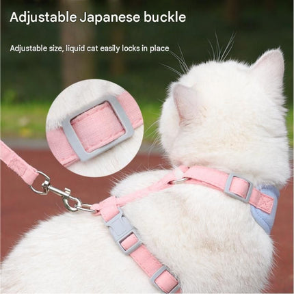 Yellow S Size Adjustable Cat Harness and Leash Set - Escape Proof H-Shape Design, Breathable Polyester, Soft Padding, Outdoor Walking Safety