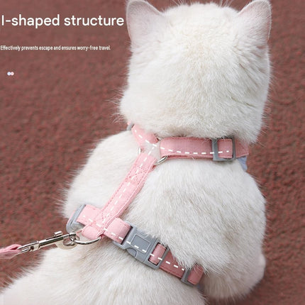 Green S Size Adjustable Cat Harness and Leash Set - Escape Proof H-Shape Design, Breathable Polyester, Soft Padding, Outdoor Walking Safety