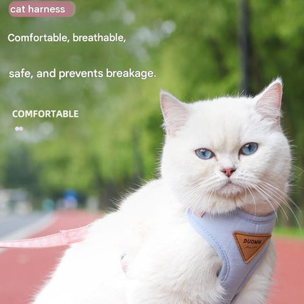 Beige S Size Adjustable Cat Harness and Leash Set - Escape Proof H-Shape Design, Breathable Polyester, Soft Padding, Outdoor Walking Safety