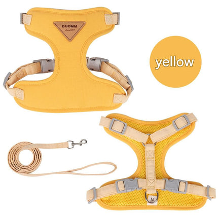 Yellow M Size Adjustable Cat Harness and Leash Set - Escape Proof H-Shape Design, Breathable Polyester, Soft Padding, Outdoor Walking Safety