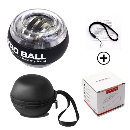 Black Autostart Gyro Ball Wrist Trainer - Zinc Alloy Core , Polycarbonate and Silicone Grip, Portable Forearm Exerciser for Strength Training and Stress Relief