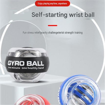 Red Autostart Gyro Ball Wrist Trainer - Zinc Alloy Core , Polycarbonate and Silicone Grip, Portable Forearm Exerciser for Strength Training and Stress Relief