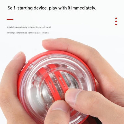 Red Autostart Gyro Ball Wrist Trainer - Zinc Alloy Core , Polycarbonate and Silicone Grip, Portable Forearm Exerciser for Strength Training and Stress Relief