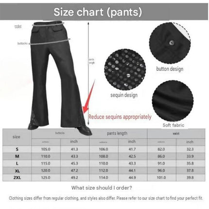 L size Men's 70s Disco Costume Set - Gold Plaid shirt with Black Bell Bottom Pants & Accessories, Retro Polyester Dance Outfit for Parties and Halloween
