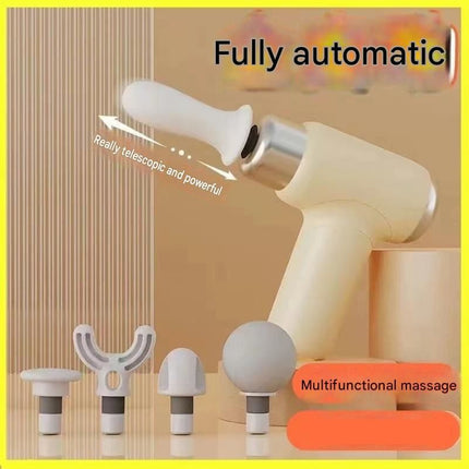 Mini Massage Gun - Portable Percussion Massager with  14 x 3.6 cm massage head and 4  Heads , USB-C Rechargeable Muscle Relief Device for Neck, Back, Legs - Compact White Handheld Deep Tissue Vibrator for Women & Travel