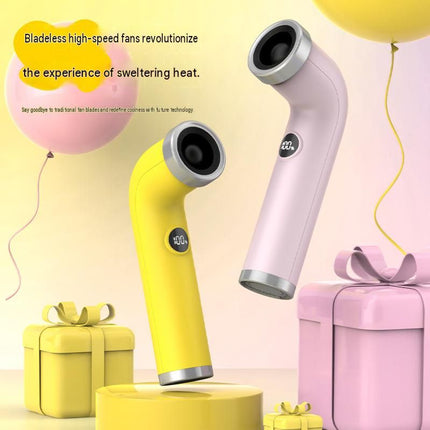 Pink Handheld Bladeless High-Speed Fan - 100 Speed Levels, LED Display, USB-C Rechargeable Portable Mini Fan for Travel, Commute & Outdoor - Lightweight 169g Personal Cooling Device with Safe Air Intake