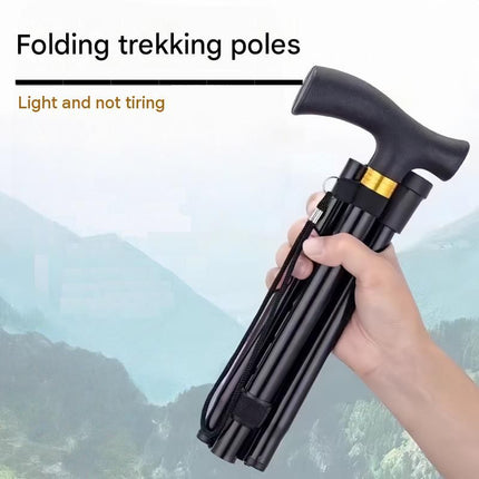 Red 2 pack Foldable Hiking Cane - Adjustable Aluminium Walking Stick with Non-Slip Handle, 85-95cm Height Range, Portable Trekking Pole for Seniors, Travel & Outdoor Support - Lightweight 260g Mobility Aid