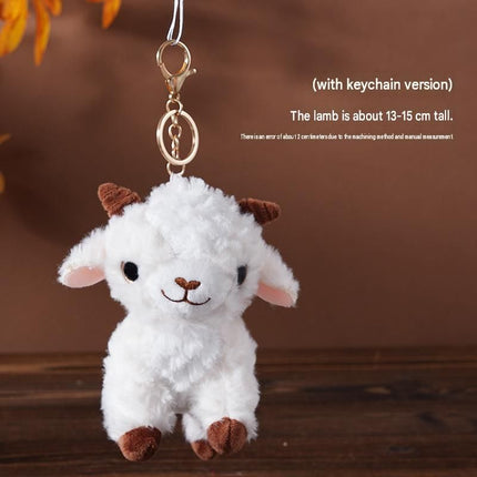 Sheep-shaped design Plush Keychain（Pink and white pointed hat + beige coat） - Soft Stuffed Animal Bag Charm, Cute Kawaii Doll for Backpacks & Gifts - 15x17cm White Lamb Pendant