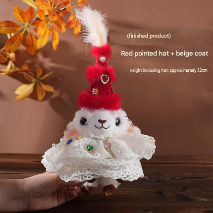 Sheep-shaped design Plush Keychain（Red pointed hat + beige coat） - Soft Stuffed Animal Bag Charm, Cute Kawaii Doll for Backpacks & Gifts - 15x17cm White Lamb Pendant