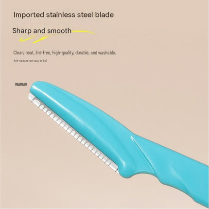 12 Pack Blue Eyebrow Razor Trimmer - Stainless Steel Blade with Safety Guard - Non-Slip Ergonomic Handle for Precise Shaping, Face & Body Hair Removal, Travel Friendly Beauty Tool with Protective Cap