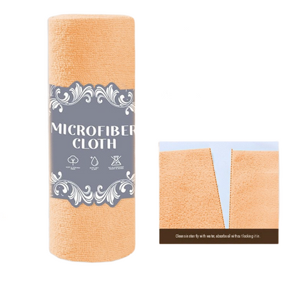 3 Pack Orange Microfiber Cleaning Cloth Roll - 25x25cm Thickened Absorbent Wipes - Lint Free Reusable Kitchen Towel for Dishes, Fruit, Countertops - Easy Tear Design, Multi Purpose Household Cleaning