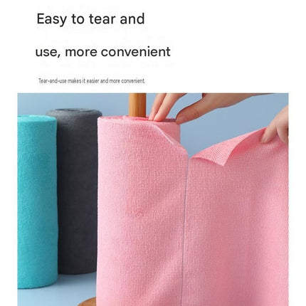 3 Pack Orange Microfiber Cleaning Cloth Roll - 25x25cm Thickened Absorbent Wipes - Lint Free Reusable Kitchen Towel for Dishes, Fruit, Countertops - Easy Tear Design, Multi Purpose Household Cleaning