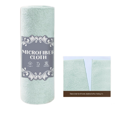 3 Pack Green Microfiber Cleaning Cloth Roll - 25x25cm Thickened Absorbent Wipes - Lint Free Reusable Kitchen Towel for Dishes, Fruit, Countertops - Easy Tear Design, Multi Purpose Household Cleaning