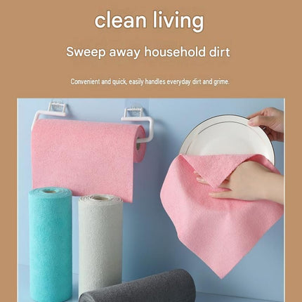 3 Pack Pink Microfiber Cleaning Cloth Roll - 25x25cm Thickened Absorbent Wipes - Lint Free Reusable Kitchen Towel for Dishes, Fruit, Countertops - Easy Tear Design, Multi Purpose Household Cleaning
