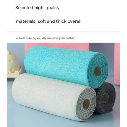 3 Pack Pink Microfiber Cleaning Cloth Roll - 25x25cm Thickened Absorbent Wipes - Lint Free Reusable Kitchen Towel for Dishes, Fruit, Countertops - Easy Tear Design, Multi Purpose Household Cleaning