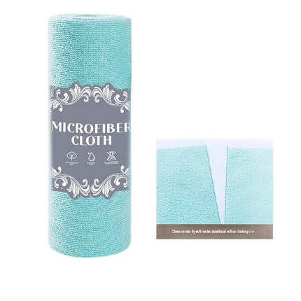 3 Pack Blue Microfiber Cleaning Cloth Roll - 25x25cm Thickened Absorbent Wipes - Lint Free Reusable Kitchen Towel for Dishes, Fruit, Countertops - Easy Tear Design, Multi Purpose Household Cleaning