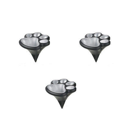 3 Pack Solar Powered Cat Paw Garden Lights with Warm LED - Waterproof Outdoor Lawn Lamp - Cute Animal Footprint Pathway Decor for Yard, Driveway, Patio - Auto On/Off, Easy Stake Installation
