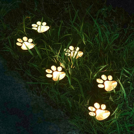 3 Pack Solar Powered Cat Paw Garden Lights with Warm LED - Waterproof Outdoor Lawn Lamp - Cute Animal Footprint Pathway Decor for Yard, Driveway, Patio - Auto On/Off, Easy Stake Installation
