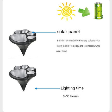 3 Pack Solar Powered Cat Paw Garden Lights with Warm LED - Waterproof Outdoor Lawn Lamp - Cute Animal Footprint Pathway Decor for Yard, Driveway, Patio - Auto On/Off, Easy Stake Installation