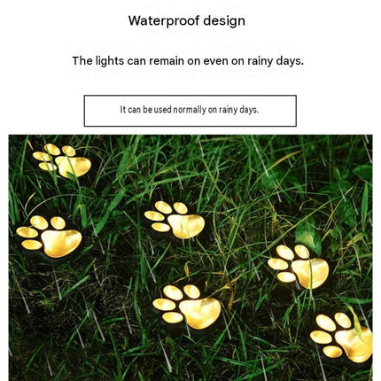 3 Pack Solar Powered Cat Paw Garden Lights with Warm LED - Waterproof Outdoor Lawn Lamp - Cute Animal Footprint Pathway Decor for Yard, Driveway, Patio - Auto On/Off, Easy Stake Installation
