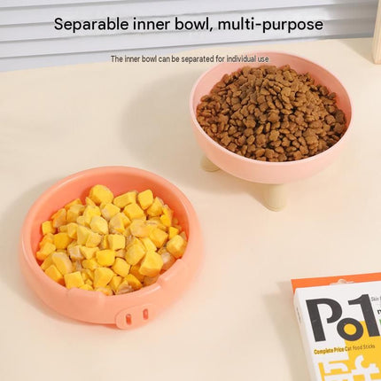 2 Pack Pink Elevated Pet Food Bowl - Cute Pig Design Raised Feeder for Cats and Small Dogs - Non-Slip ABS Material, Easy Clean, Ergonomic Neck Protection
