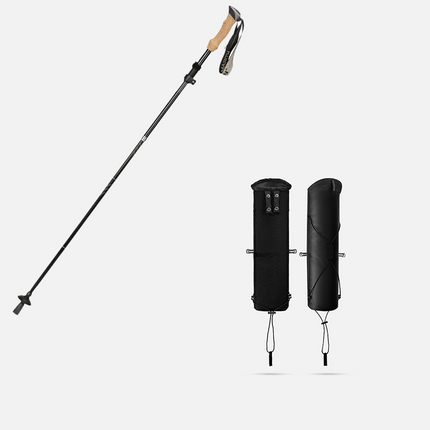 Black Foldable Hiking Poles with Black Carry Bag - Aluminium Alloy Trekking Sticks - External Lock, EVA Grip, Tungsten Tip, Adjustable 95-110cm, Lightweight Walking Sticks for Camping and Travel