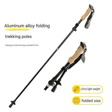 Black Foldable Hiking Poles with Black Carry Bag - Aluminium Alloy Trekking Sticks - External Lock, EVA Grip, Tungsten Tip, Adjustable 95-110cm, Lightweight Walking Sticks for Camping and Travel