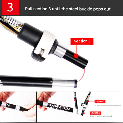 Black Foldable Hiking Poles with Black Carry Bag - Aluminium Alloy Trekking Sticks - External Lock, EVA Grip, Tungsten Tip, Adjustable 95-110cm, Lightweight Walking Sticks for Camping and Travel