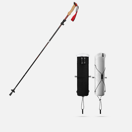 Red Foldable Hiking Poles with White Carry Bag - Aluminium Alloy Trekking Sticks - External Lock, EVA Grip, Tungsten Tip, Adjustable 95-110cm, Lightweight Walking Sticks for Camping and Travel