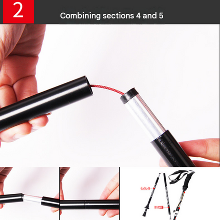 Red Foldable Hiking Poles with White Carry Bag - Aluminium Alloy Trekking Sticks - External Lock, EVA Grip, Tungsten Tip, Adjustable 95-110cm, Lightweight Walking Sticks for Camping and Travel