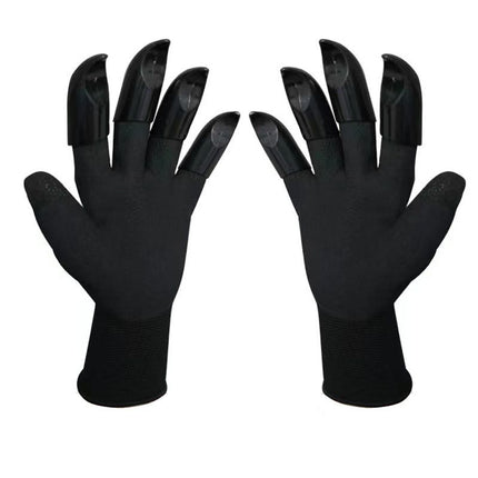 3 Pack Black Garden Gloves with ABS Digging Claws - Gardening Gloves for Digging Planting and Weeding - Waterproof Latex Coated Hand Protectors with Durable Plastic Claws for Outdoor Yard Work