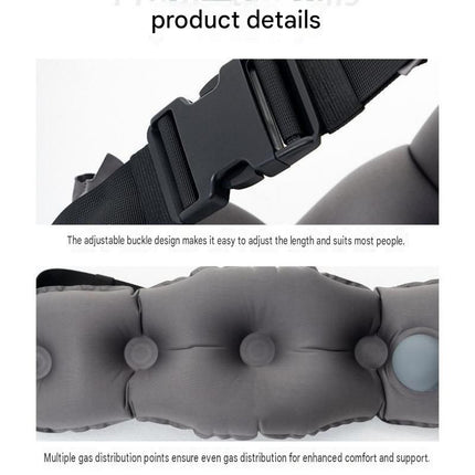 Grey Portable Inflatable Lumbar Support Pillow  - Ergonomic Back Cushion for Office Chair, Car Travel and Camping - Adjustable Air Waist Rest with Secure Strap for Lower Back Pain Relief