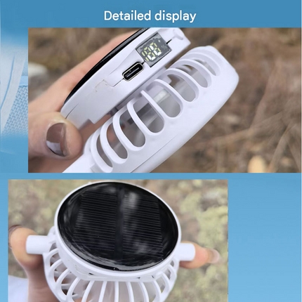 Black Solar Powered Fan Hat - Breathable Mesh Cap with USB Rechargeable Cooling Fan, LED Display, Adjustable Brim for Outdoor Fishing Camping Hiking Summer Heat Relief