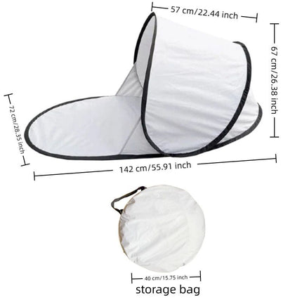 White Pop Up Beach Tent - Silver Coated Sun Shelter with Instant Setup, Lightweight Portable Shade for Camping Fishing Park, 142x72x67cm