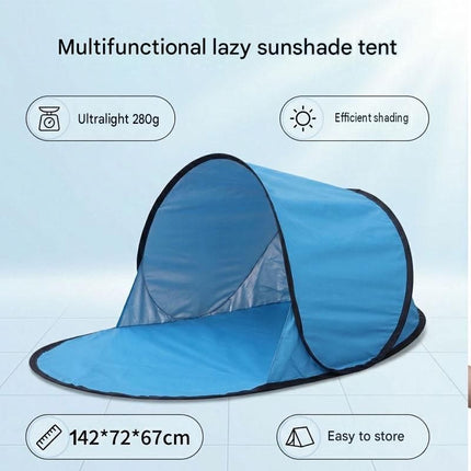 Green Pop Up Beach Tent - Silver Coated Sun Shelter with Instant Setup, Lightweight Portable Shade for Camping Fishing Park, 142x72x67cm