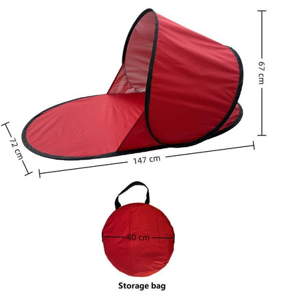 Red Pop Up Beach Tent - Silver Coated Sun Shelter with Instant Setup, Lightweight Portable Shade for Camping Fishing Park, 142x72x67cm