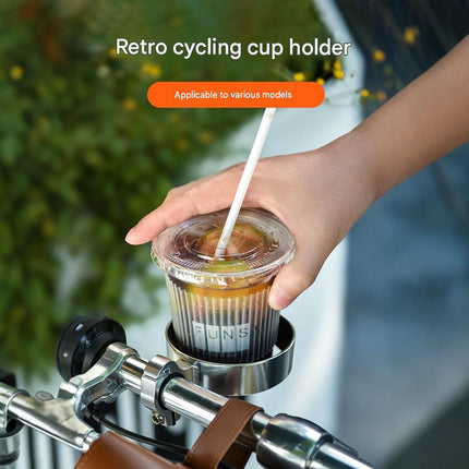 Silver Aluminium Alloy Bicycle Cup Holder - Adjustable Handlebar Mount for Coffee Bottles, Universal Drink Rack for E-Bikes Motorcycles Road Bikes