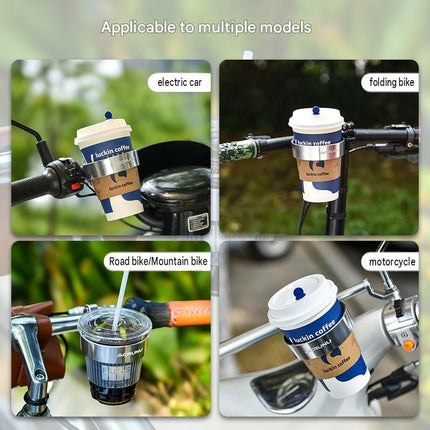 Black Aluminium Alloy Bicycle Cup Holder - Adjustable Handlebar Mount for Coffee Bottles, Universal Drink Rack for E-Bikes Motorcycles Road Bikes