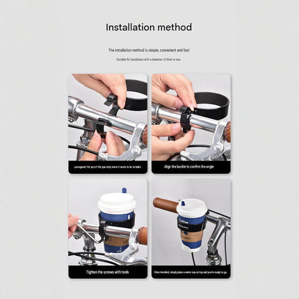 Black Aluminium Alloy Bicycle Cup Holder - Adjustable Handlebar Mount for Coffee Bottles, Universal Drink Rack for E-Bikes Motorcycles Road Bikes