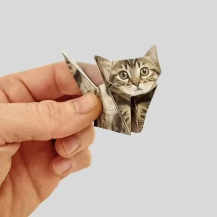2 Pack Cat pattern DIY 3D Paper animal Origami Kit -  Sheets Foldable animal Craft Set - Creative Desktop Decoration, Kids Art Activity and Stress Relief Toy - Unique Pet Lover Gift