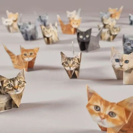 2 Pack Cat pattern DIY 3D Paper animal Origami Kit -  Sheets Foldable animal Craft Set - Creative Desktop Decoration, Kids Art Activity and Stress Relief Toy - Unique Pet Lover Gift