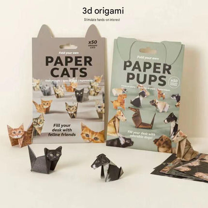 2 Pack Dog pattern DIY 3D Paper animal Origami Kit -  Sheets Foldable animal Craft Set - Creative Desktop Decoration, Kids Art Activity and Stress Relief Toy - Unique Pet Lover Gift