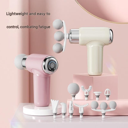 Orange Mini Massage Gun with 9 Heads - 6 Speed Percussion Massager, Portable Muscle Relaxation Device, USB Rechargeable Handheld Deep Tissue Vibrator for Gym Travel Office
