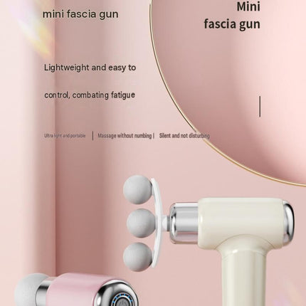 White Mini Massage Gun with 9 Heads - 6 Speed Percussion Massager, Portable Muscle Relaxation Device, USB Rechargeable Handheld Deep Tissue Vibrator for Gym Travel Office