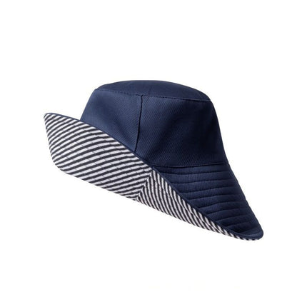 Blue and stripe Reversible UV Protection Bucket Hat - UPF 50+ Wide Brim Sun Hat, Packable Lightweight Outdoor Fishing Cap for Women Men Travel Beach Hiking